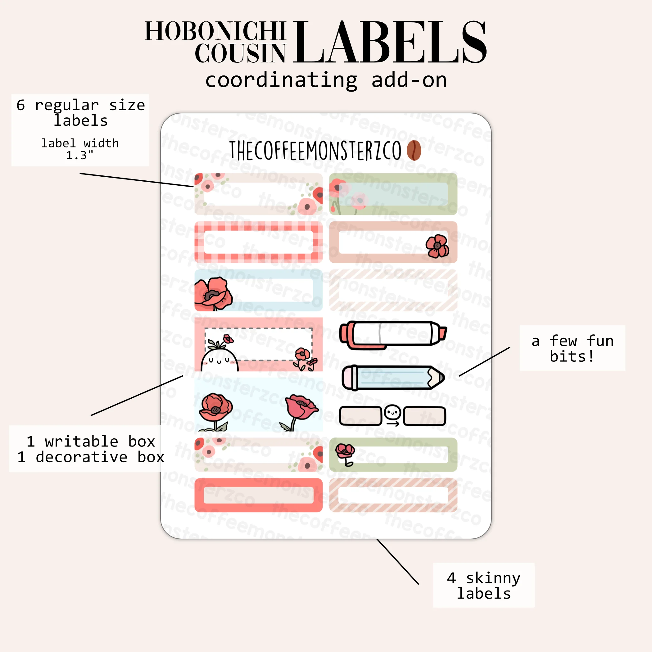 2024 Coordinating Add-ons - Hobonichi Cousin (1.30") Labels - Part 2 - Image 3