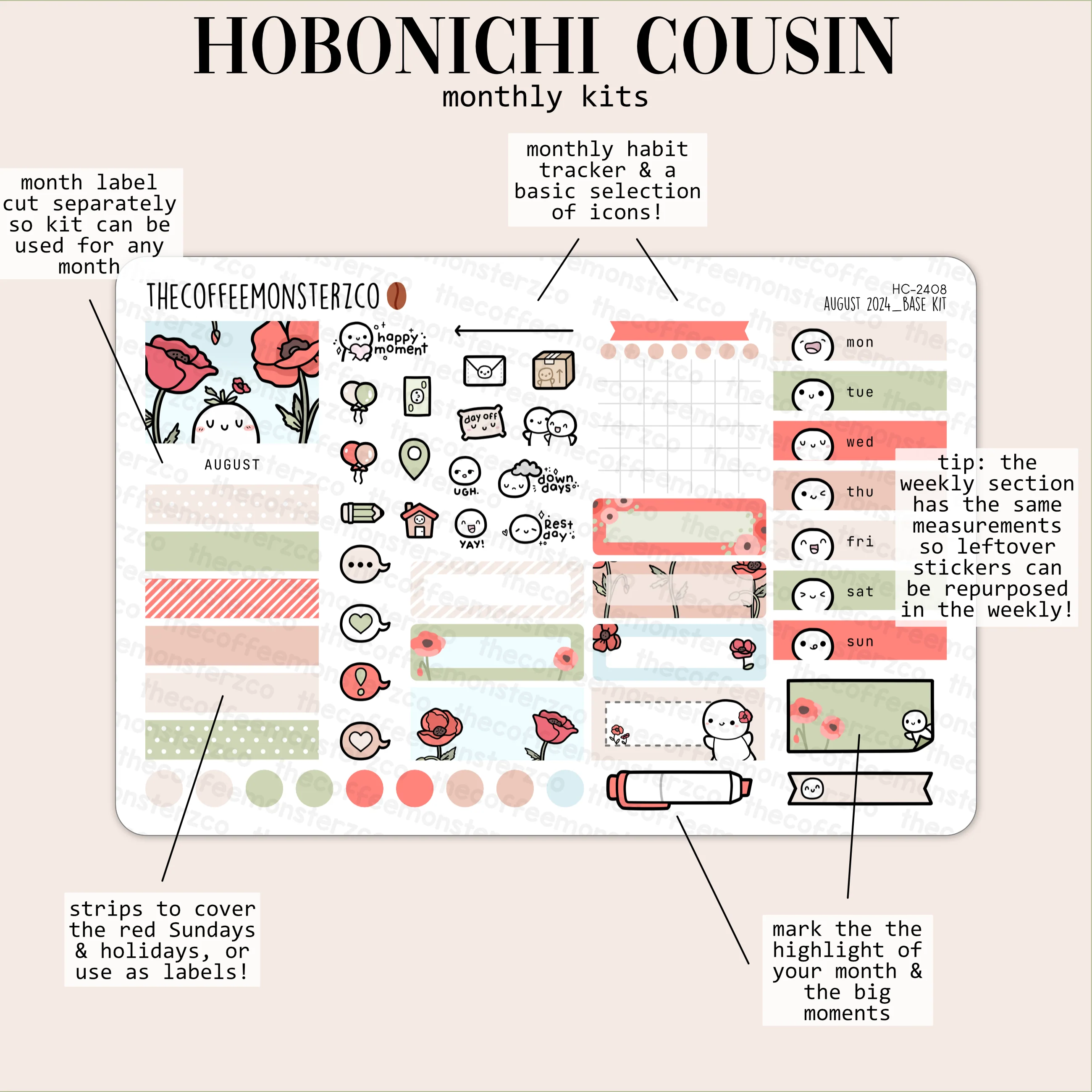 2024 Hobonichi Cousin Monthly Kits - Part 2 - Image 3
