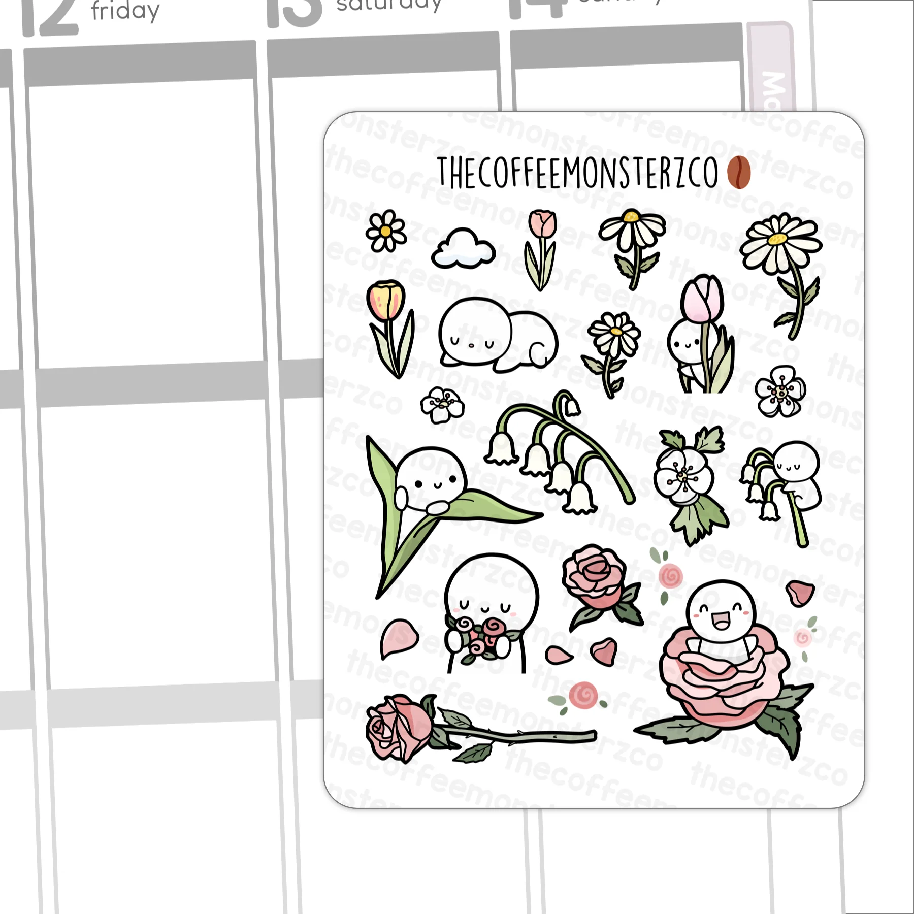 2024 Large Birth Flower Doodles Part 1 (washi paper) - Image 3