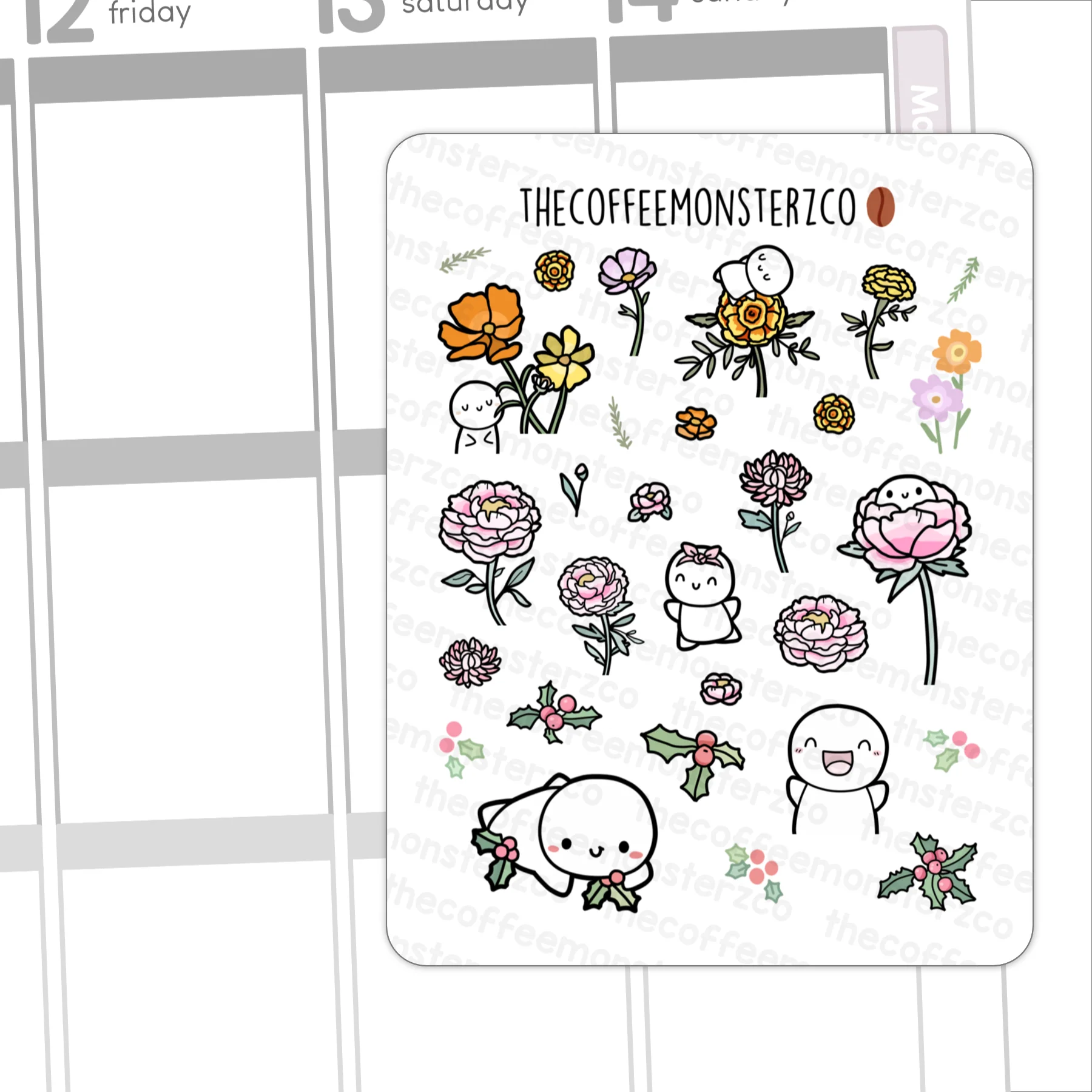 2024 Large Birth Flower Doodles Part 2 (washi paper) - Image 3