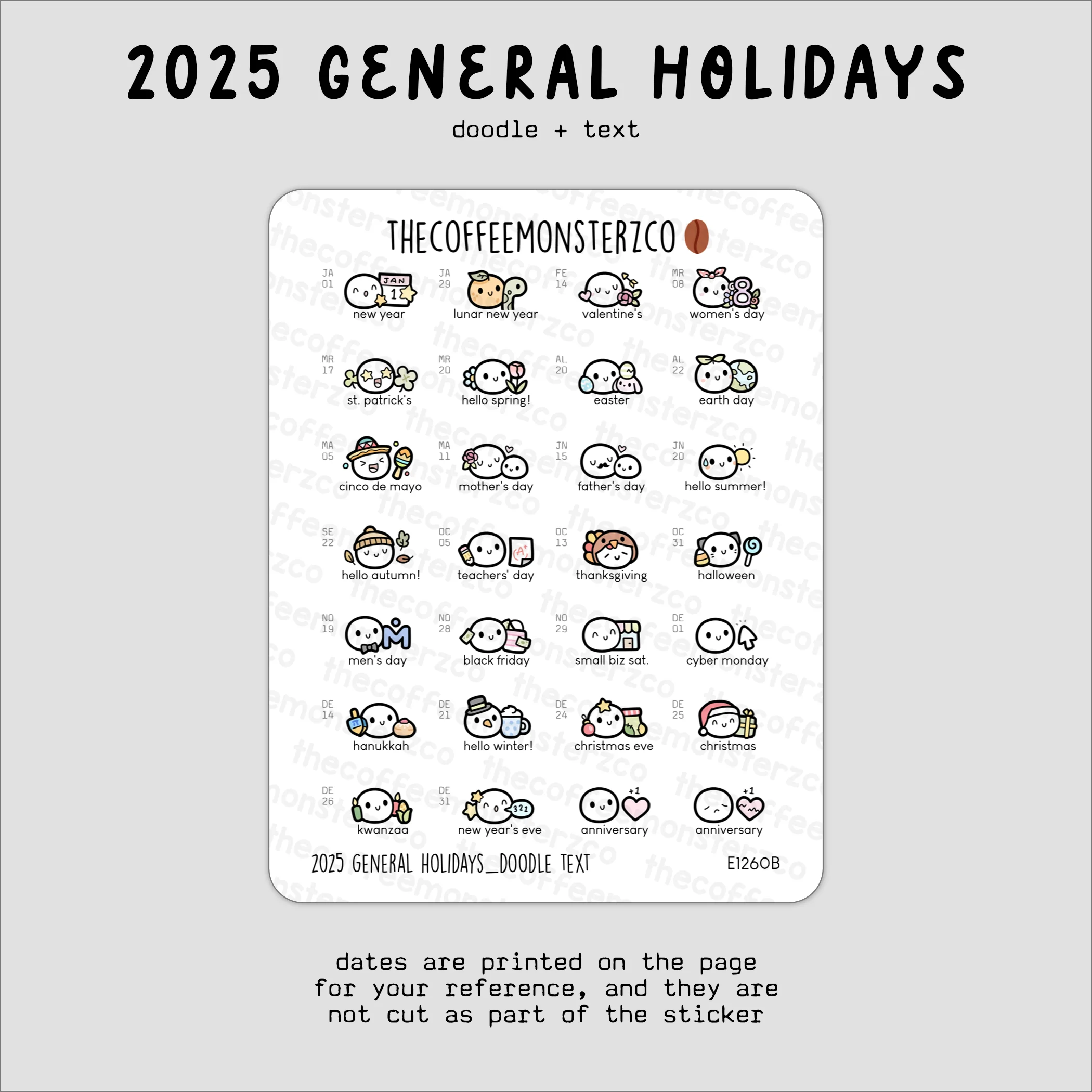 2025 General Holidays: Doodles (FINAL STOCK) - Image 3