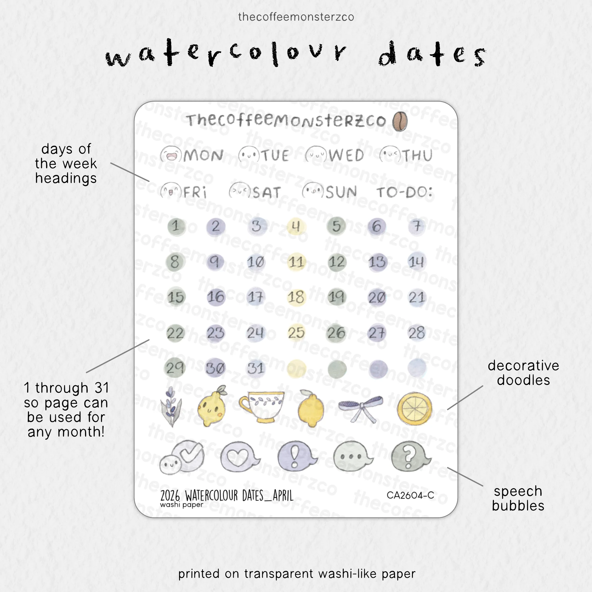 2026 Watercolour Dates - Image 7