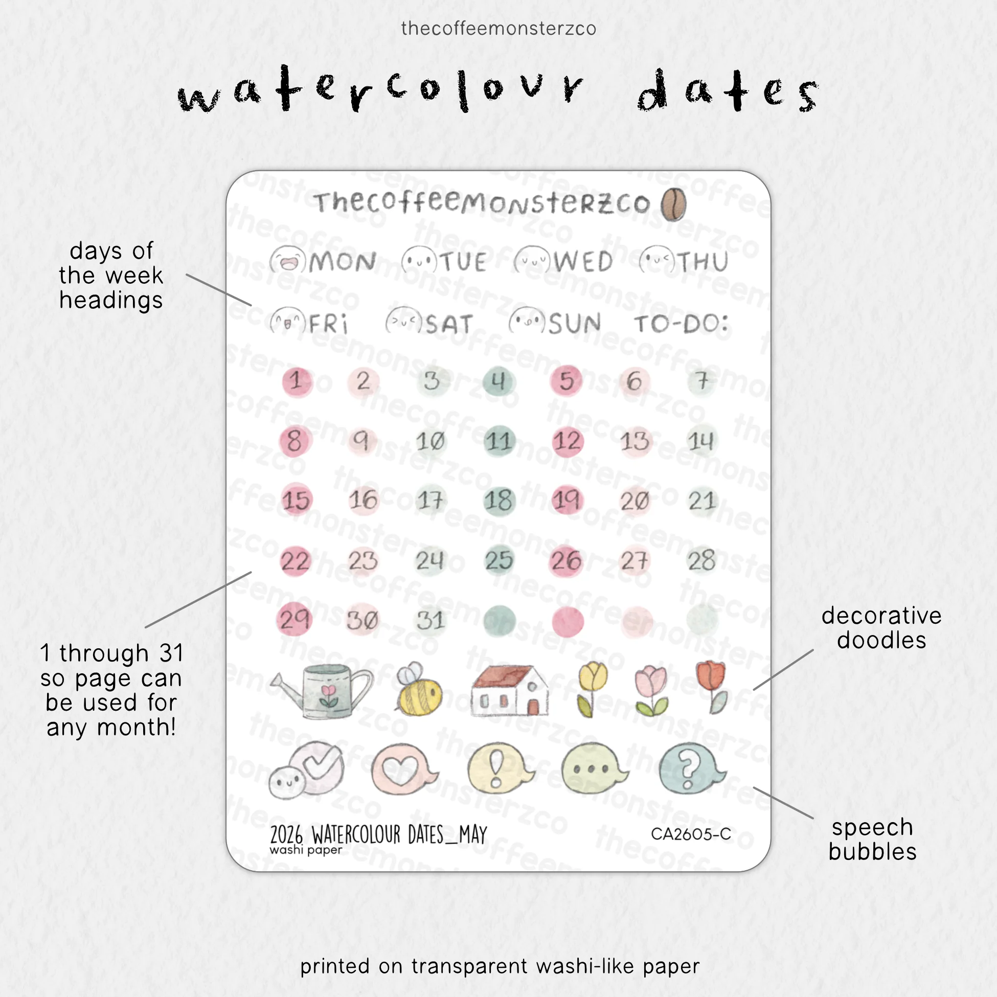 2026 Watercolour Dates - Image 8