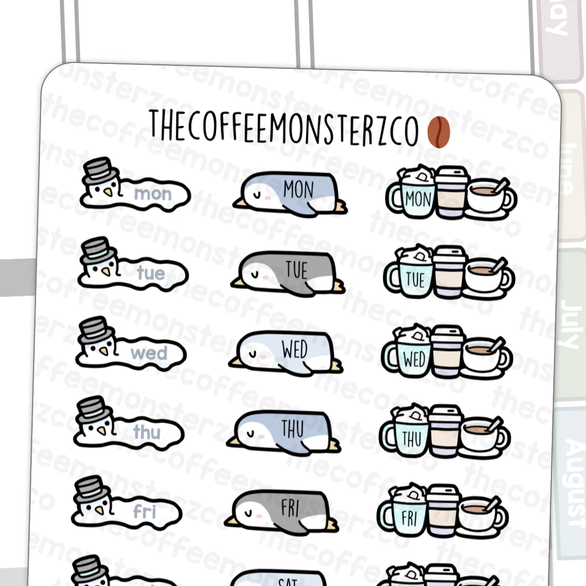 Mini Winter Days of the Week Doodles