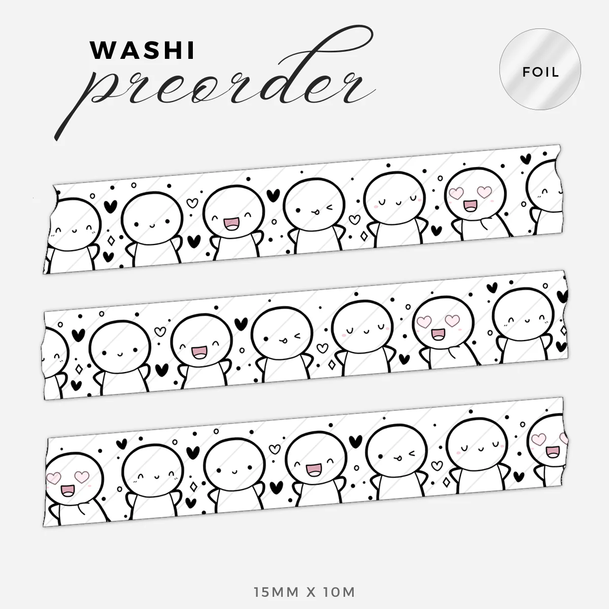 Classic Emotis Washi Tape - 15mm - Image 4