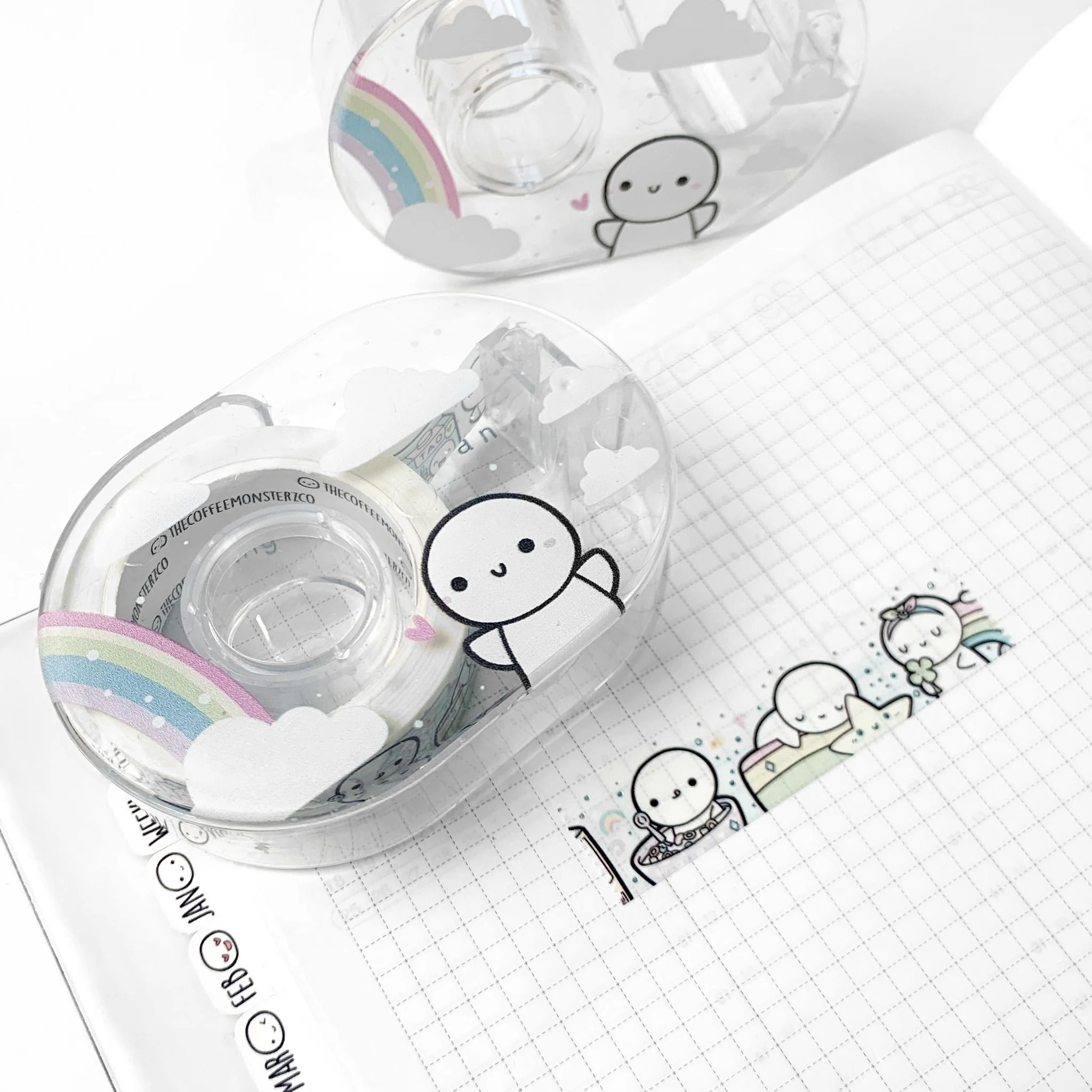 Misfit Rainbow Emoti - Plastic Washi Dispenser (1 per customer)