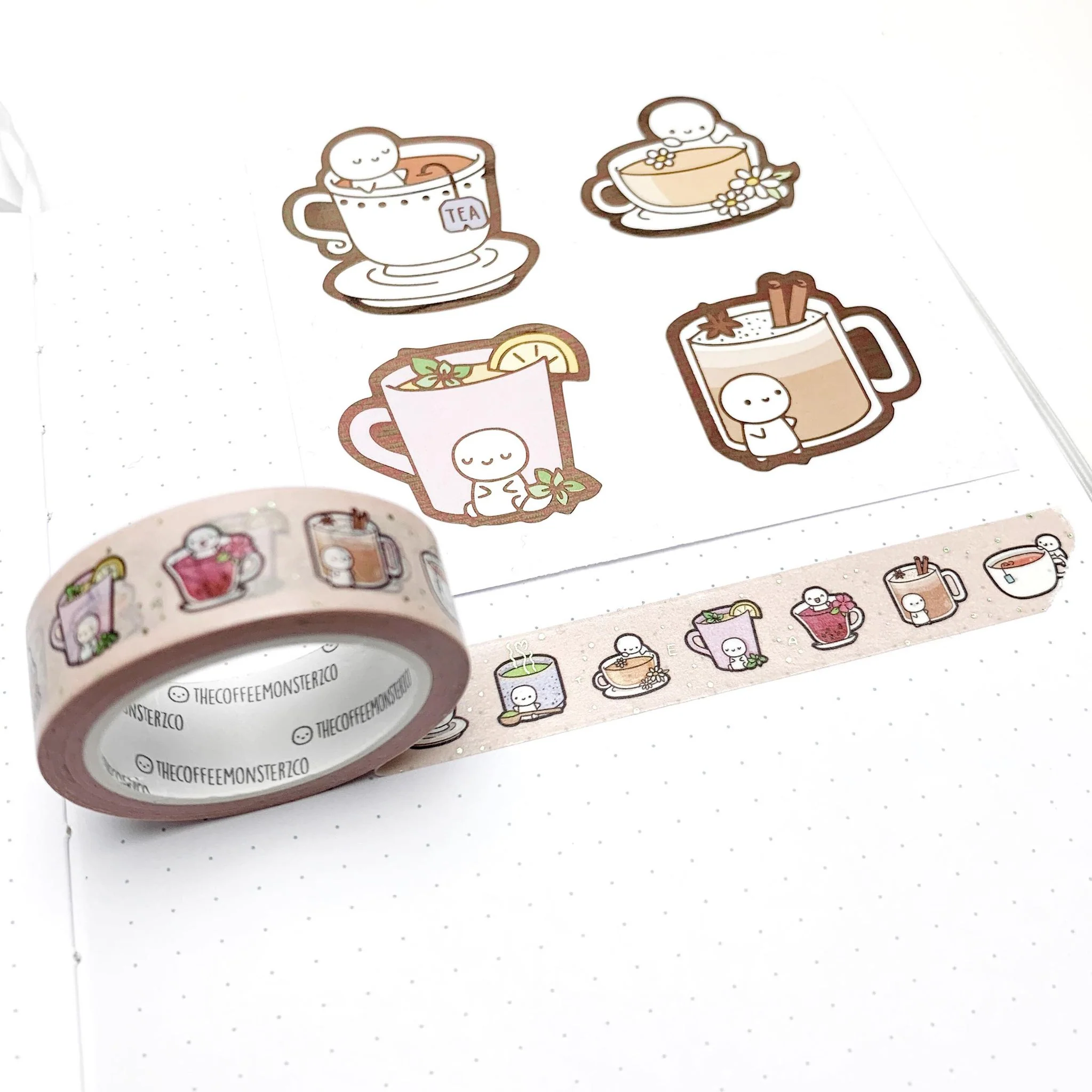 Tea Time Emoti Washi Tape - 15mm - Image 2