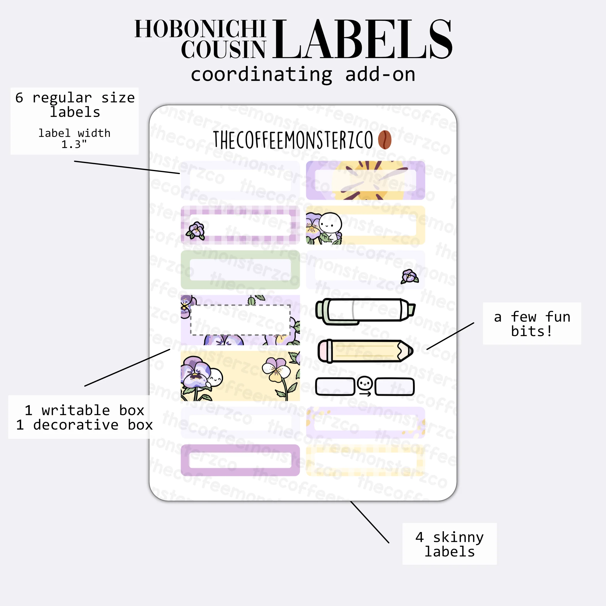 2024 Coordinating Add-ons - Hobonichi Cousin (1.30") Labels - Part 1 - Image 3