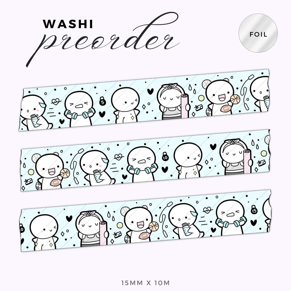 Fitness Fun Washi Tape - 15mm (1 per customer) - Image 4