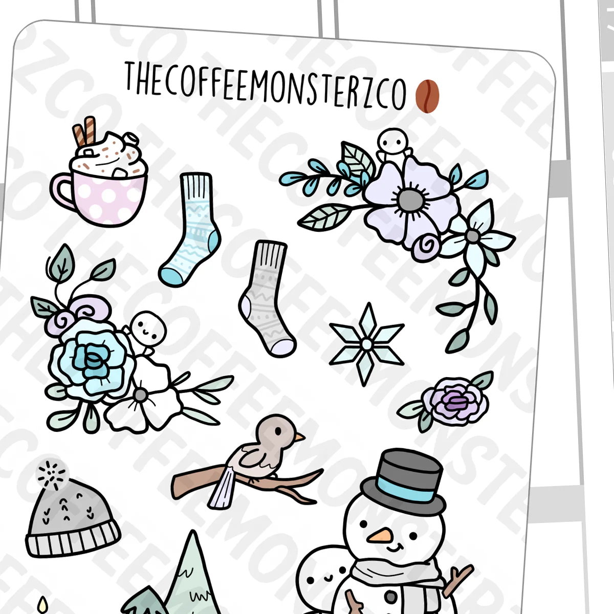 Large Winter Doodle Stickers