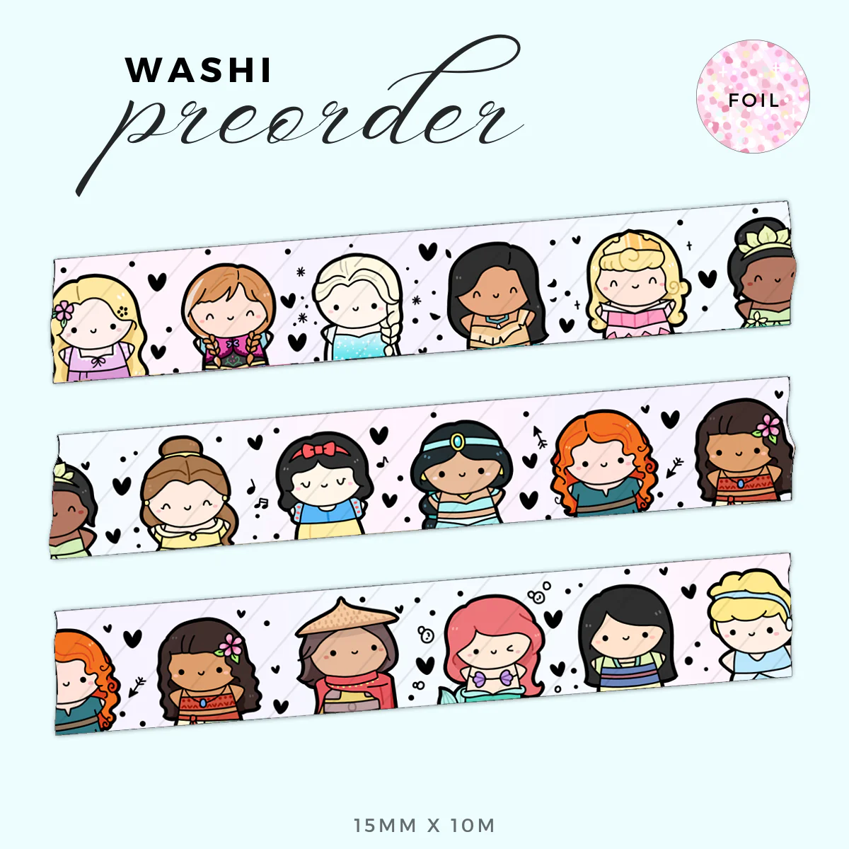 Princess Party 2.0 Washi Tape - 15mm (1 per customer) - Image 4