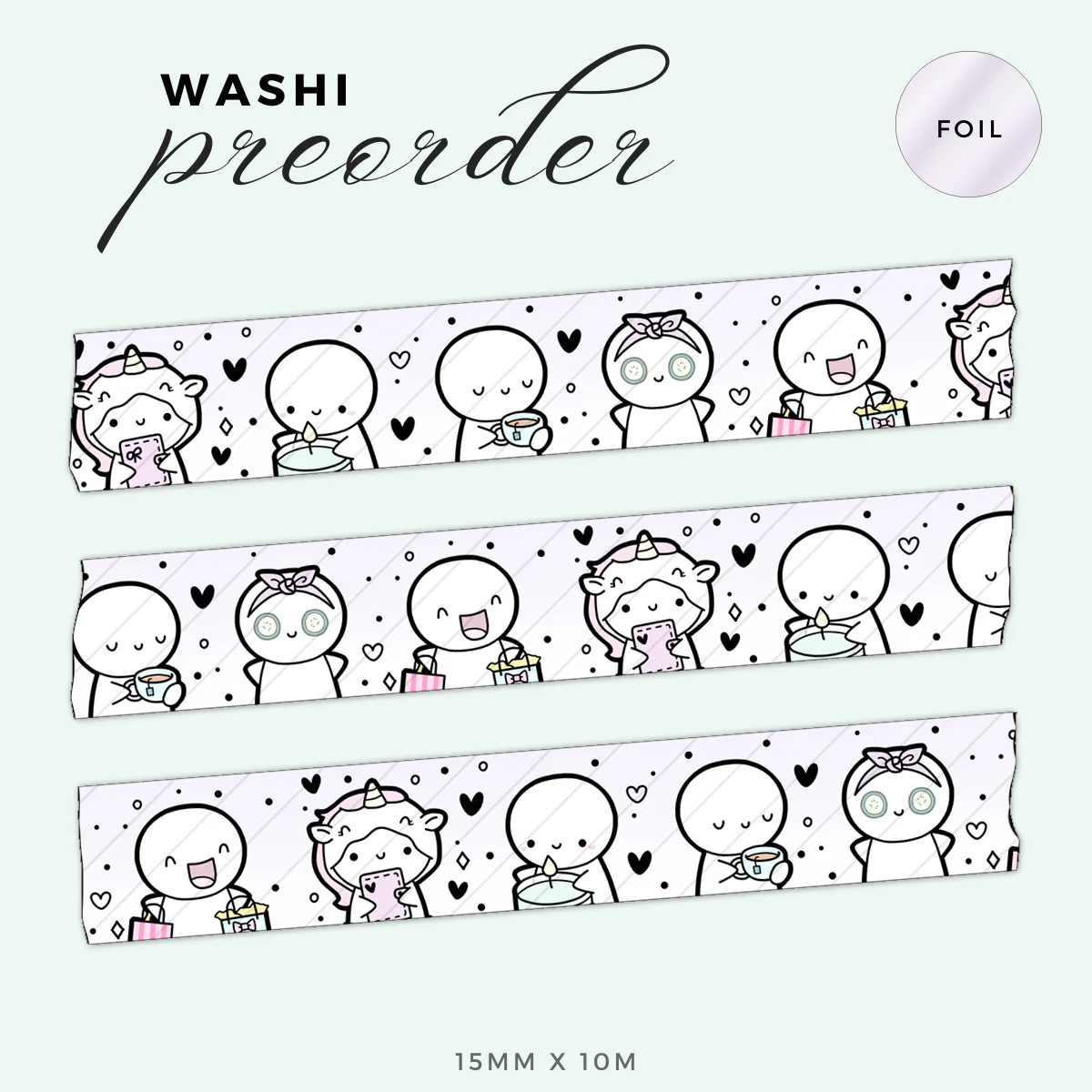 Self Care Emotis 2.0 Washi Tape - 15mm (1 per customer) - Image 4