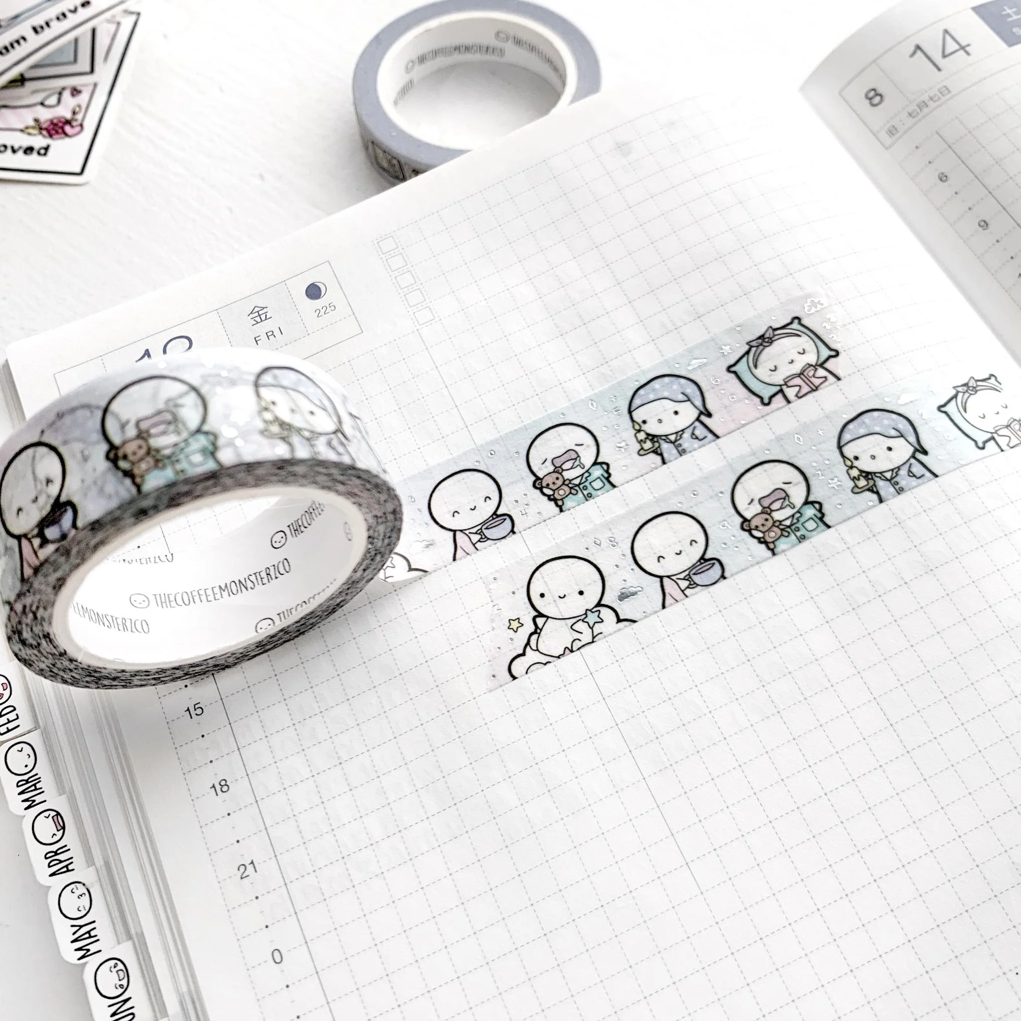 Sleep Time Emotis Washi Tape - 15mm