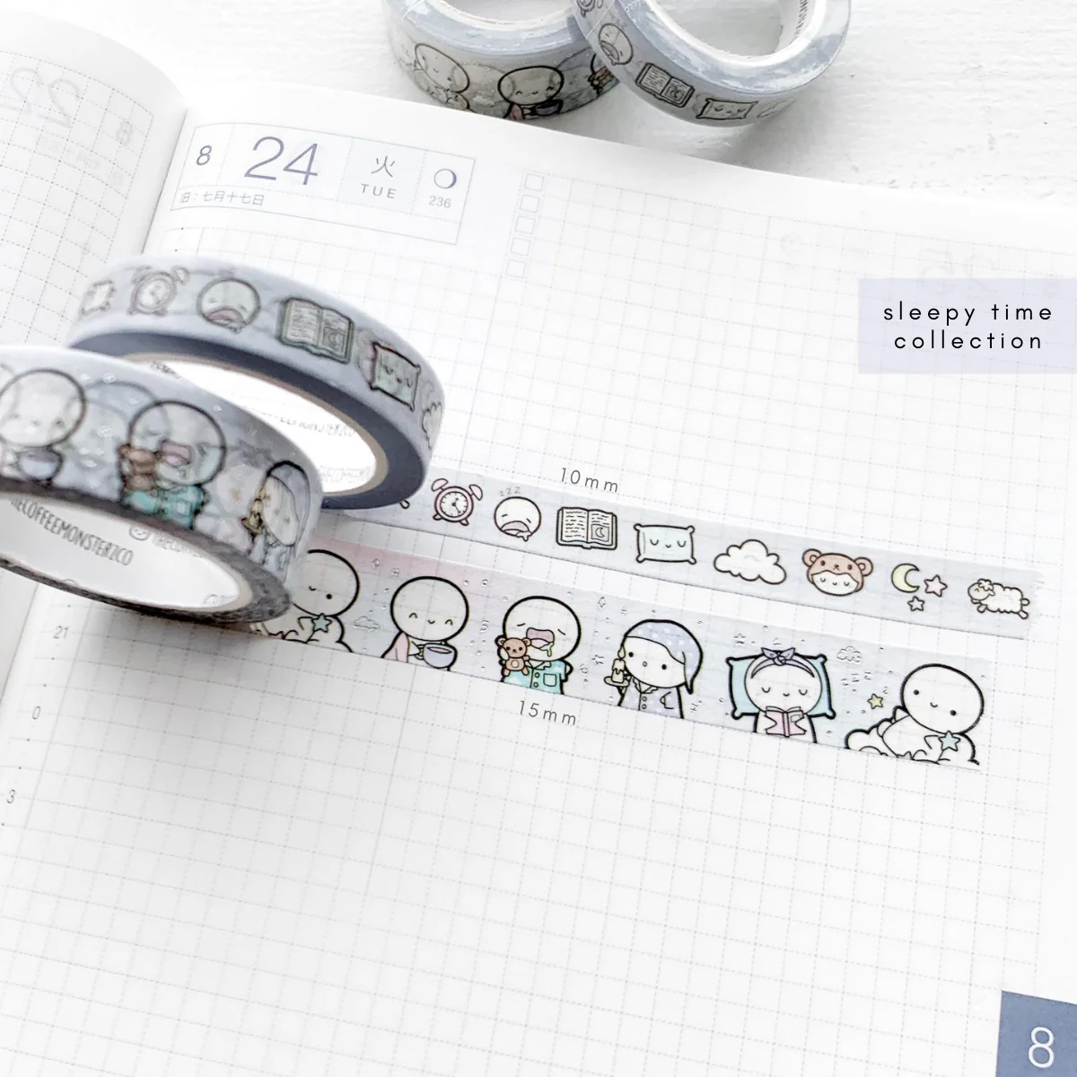Sleep Time Emotis Washi Tape - 15mm - Image 2