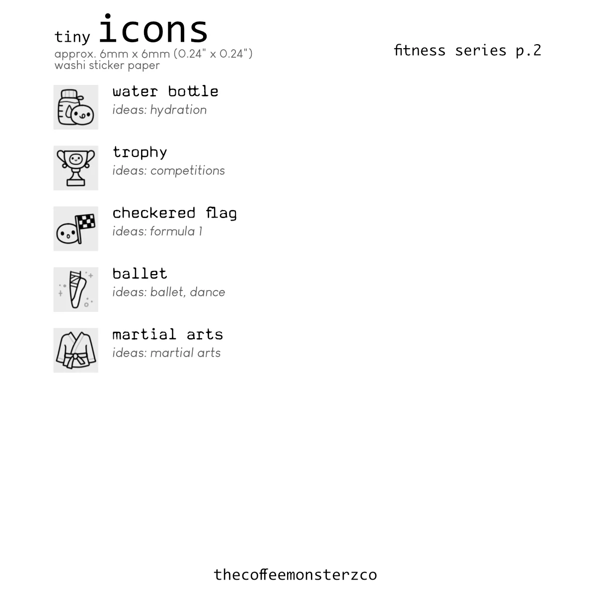 Tiny Icons - Fitness (washi paper) - Image 3