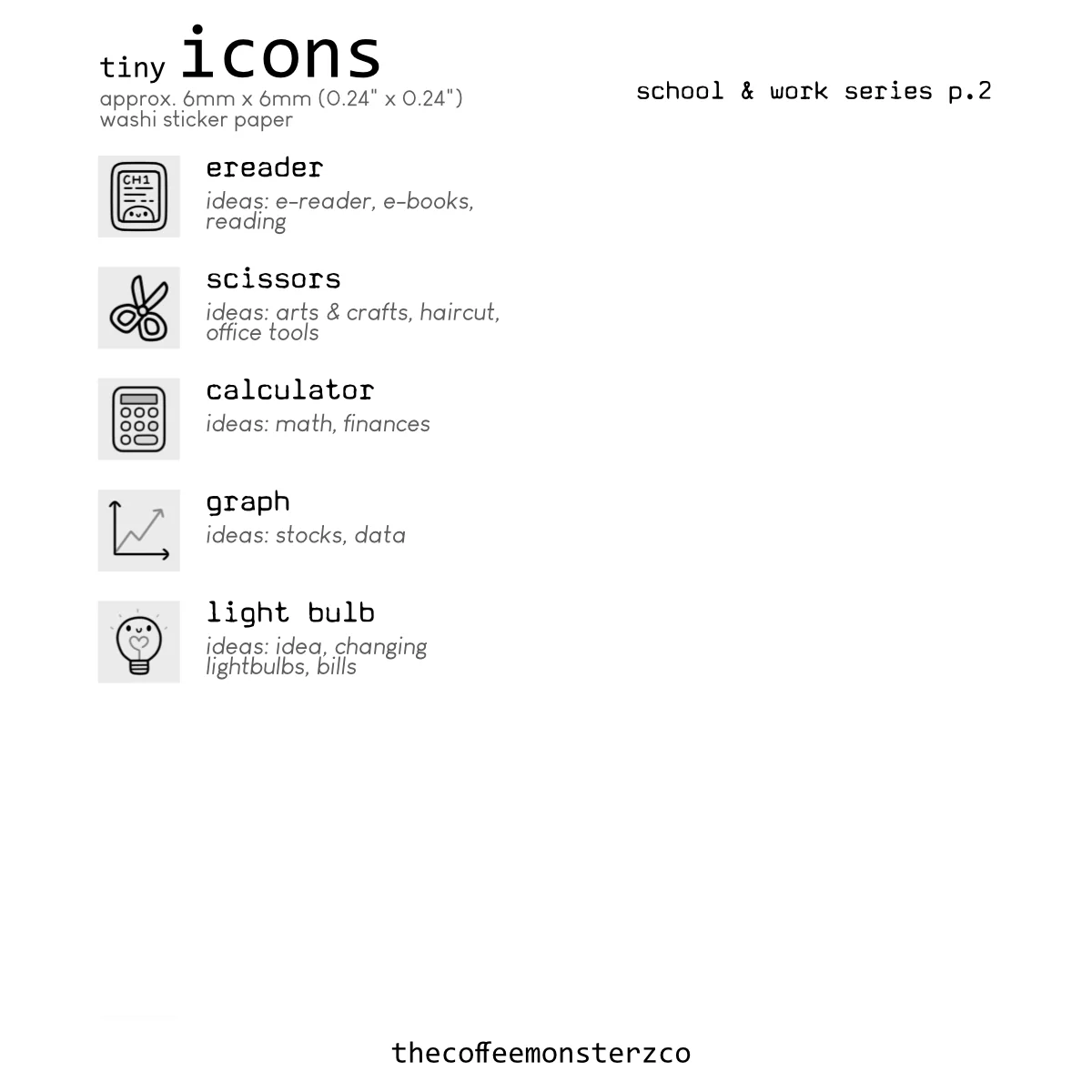 Tiny Icons - School & Work (washi paper) - Image 3