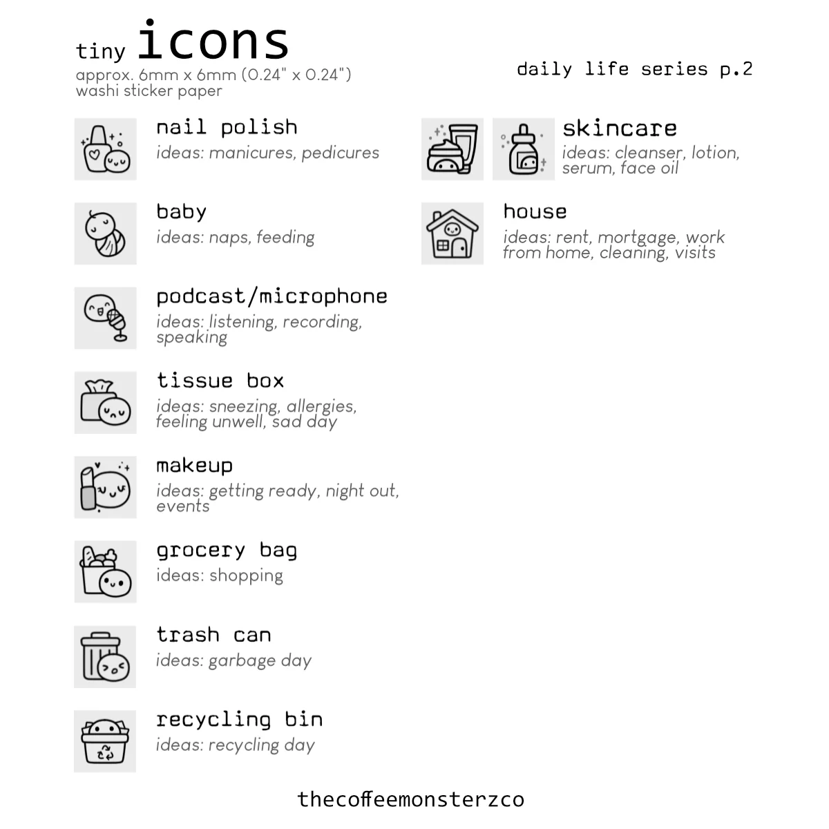 Tiny Icons - Daily Life (washi paper) - Image 3